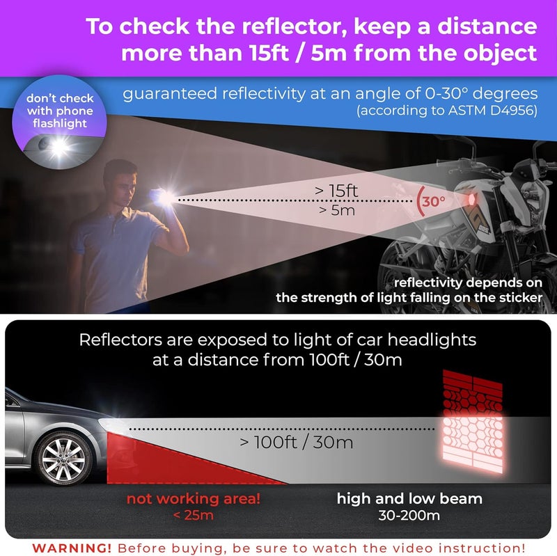 Loom Reflective Stickers for Bikes Rims | 18pc Red | Reflective Tape for Motorcycle Helmet Decals and Bike Reflectors | Hi Vis Bicycle reflectors, Mailbox Stickers - Image 4